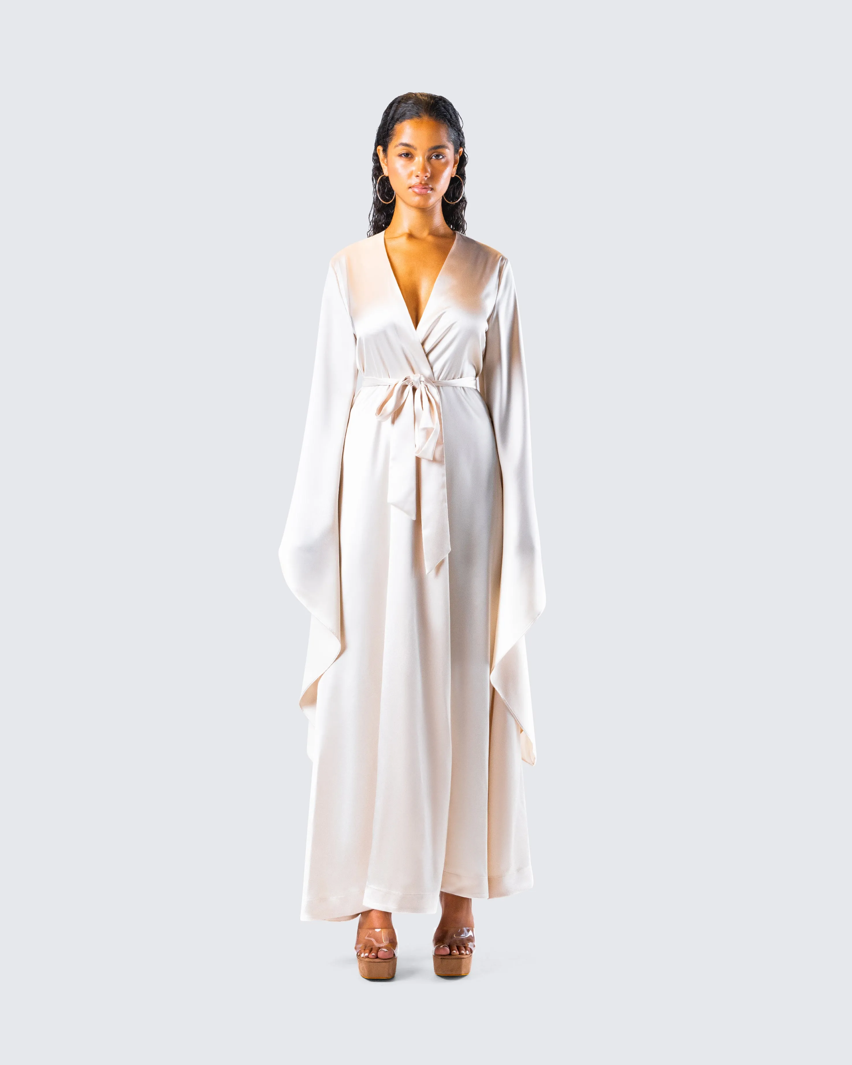 Cressida Ivory Satin Maxi Robe sold by Finesse product image thumbnail 4