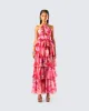 Caprice Pink Floral Maxi Dress sold by Finesse
