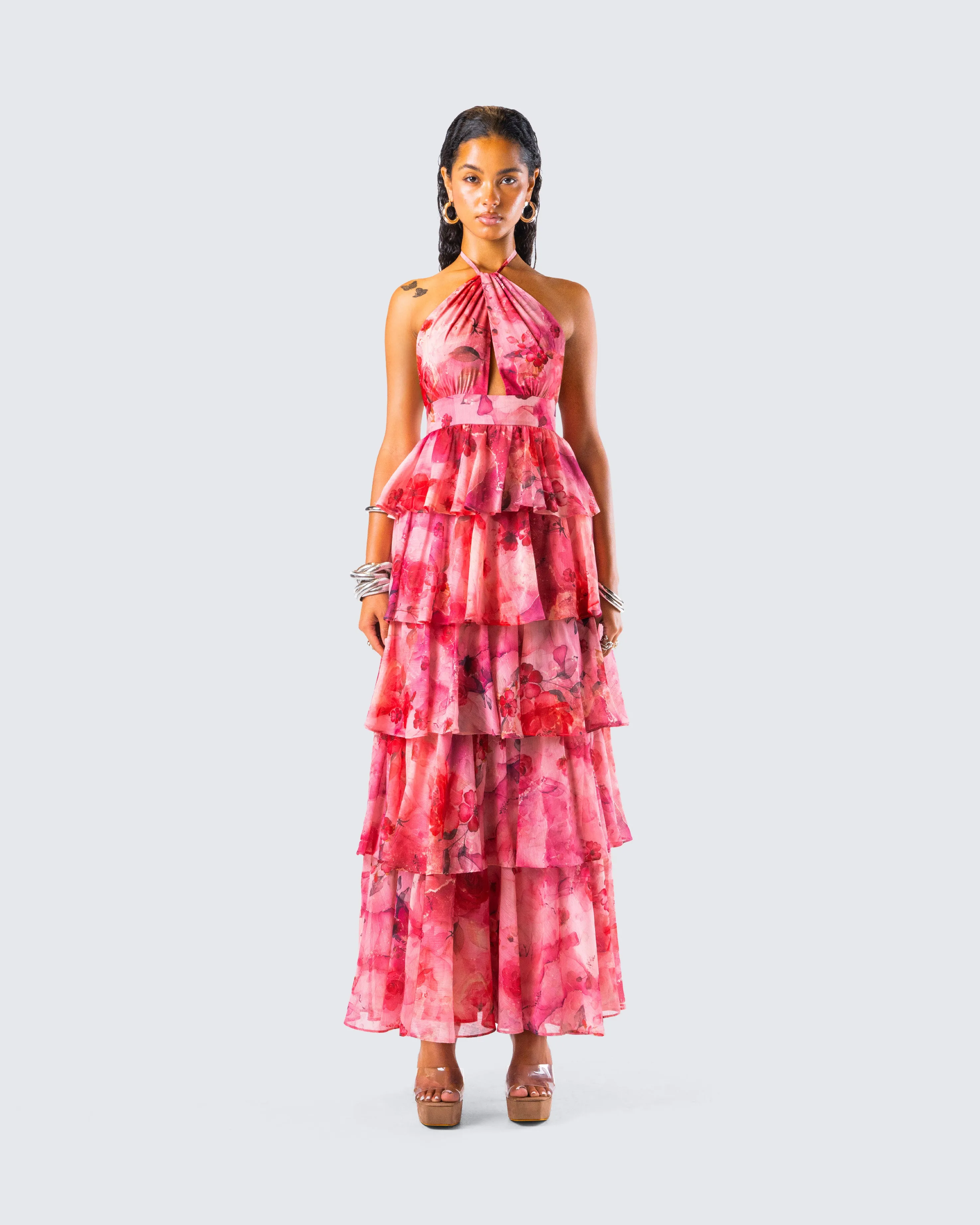 Caprice Pink Floral Maxi Dress sold by Finesse product image thumbnail 4