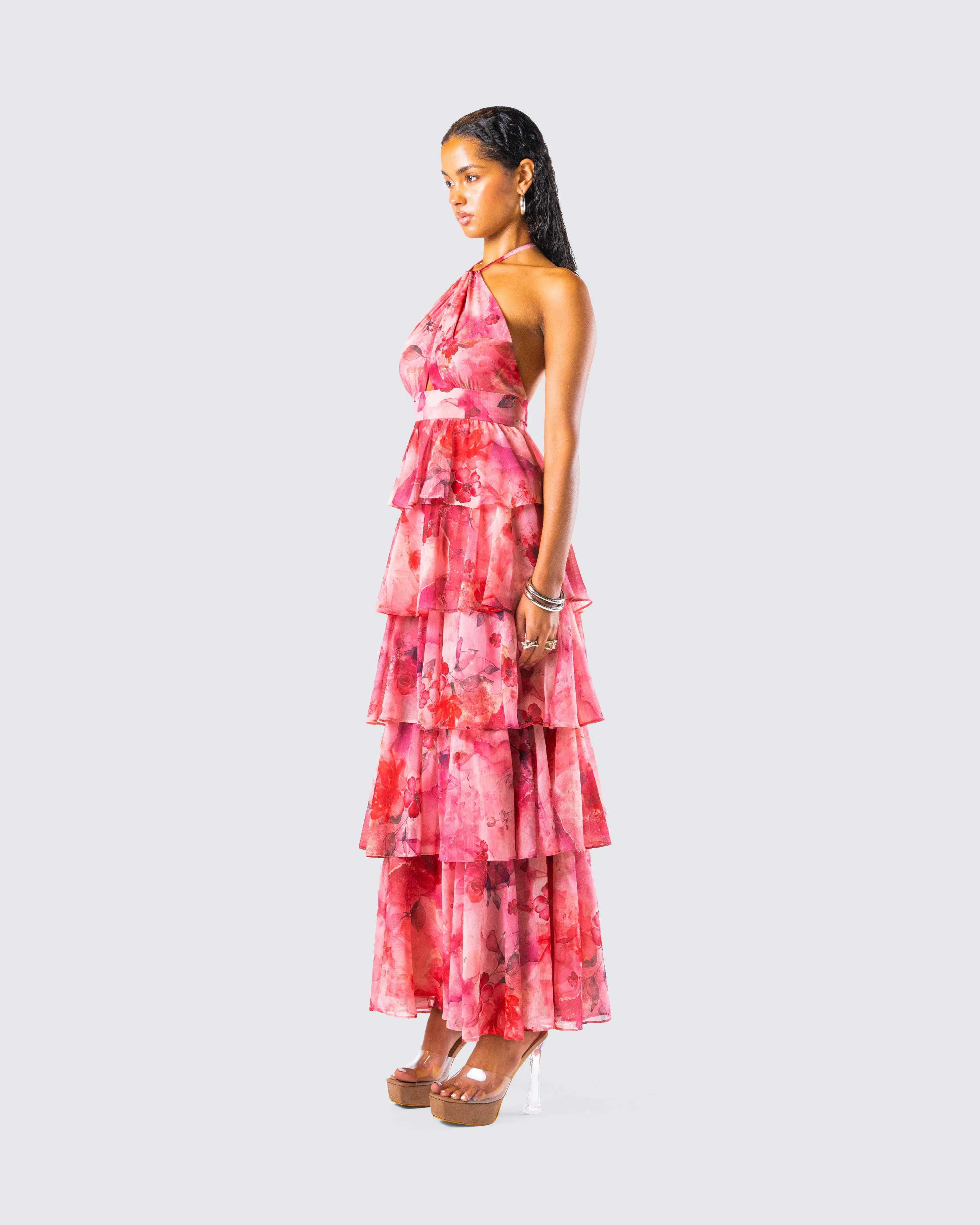 Caprice Pink Floral Maxi Dress sold by Finesse product image thumbnail 5