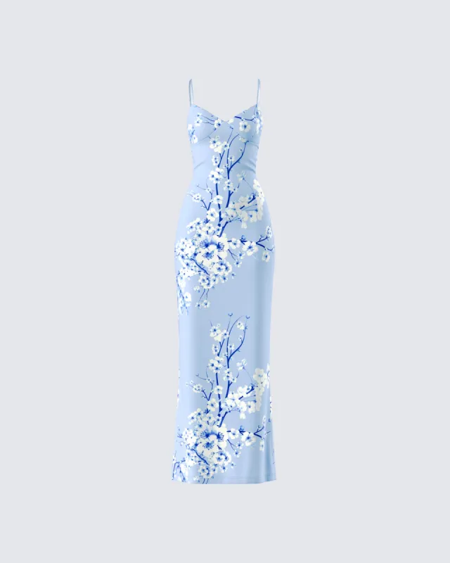 Azura Blue Floral Bodycon Maxi sold by Finesse