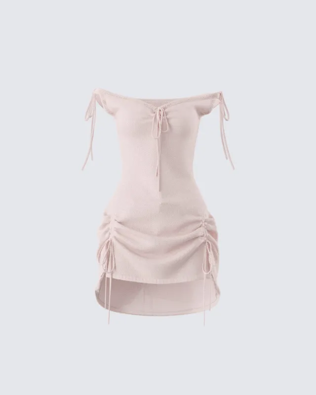 Wrenley Beige Ruched Sweater Top sold by Finesse