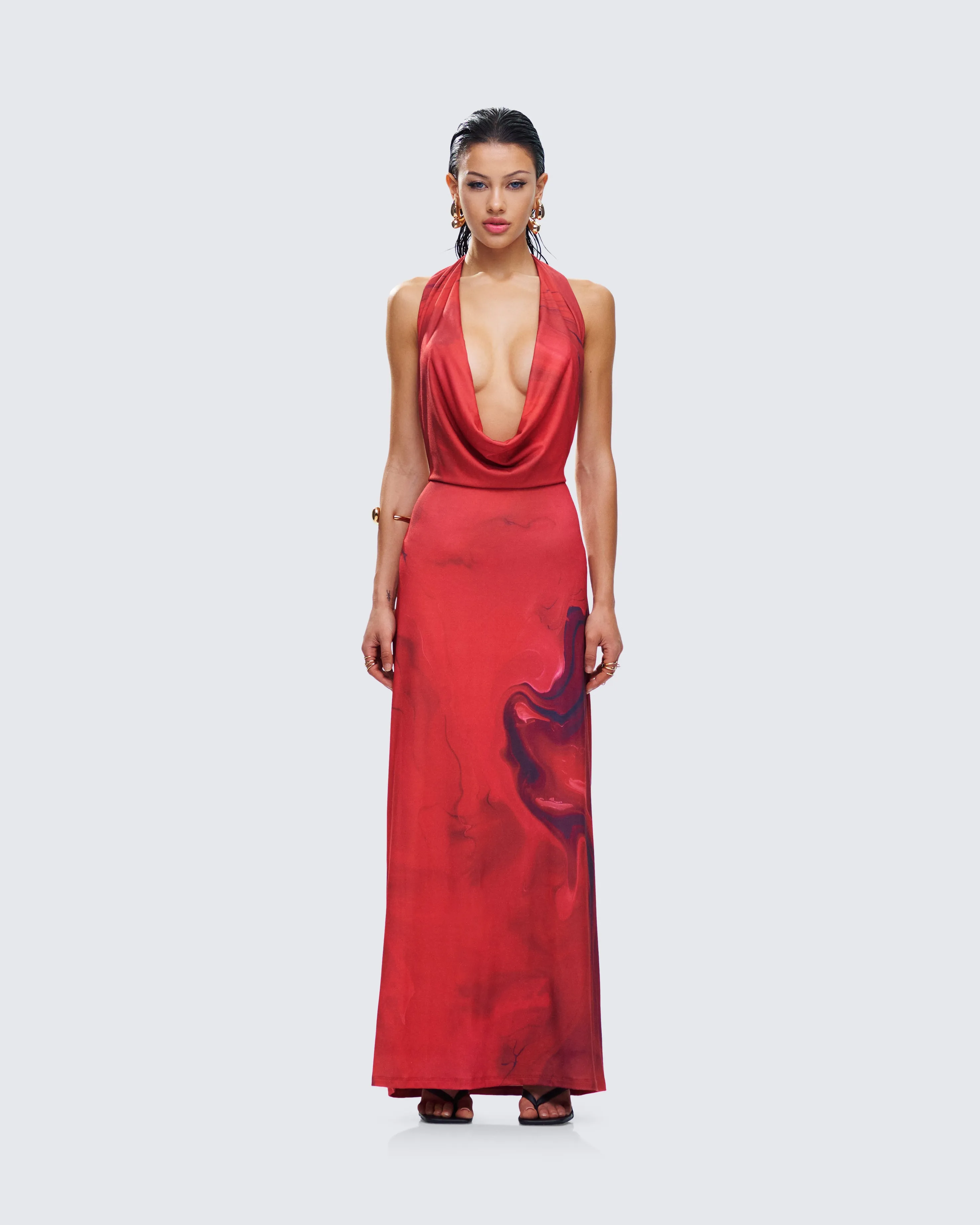 Sayla Red Abstract Print Maxi Dress sold by Finesse product image thumbnail 4