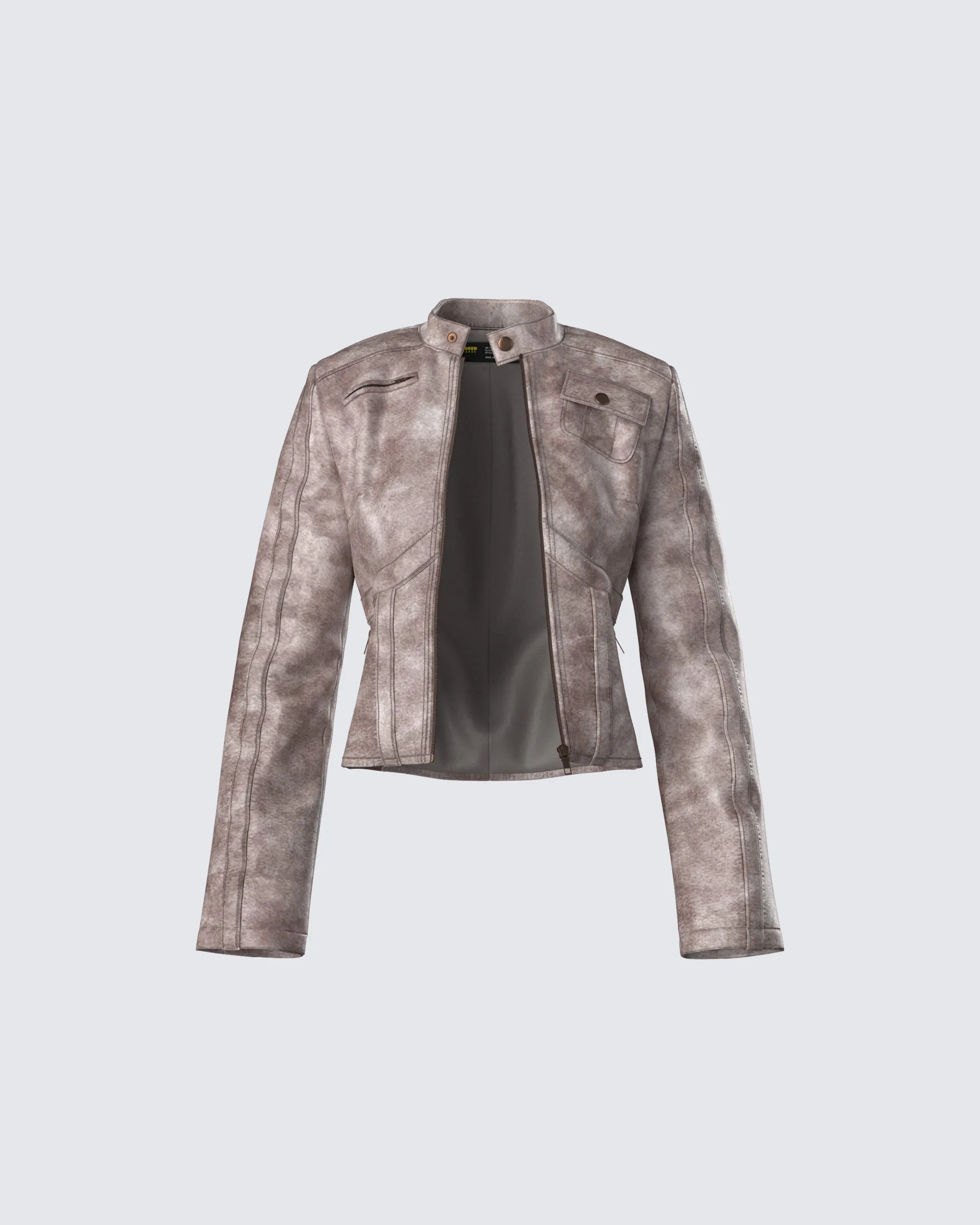 Nevelle Sage Wash Faux Leather Jacket sold by Finesse