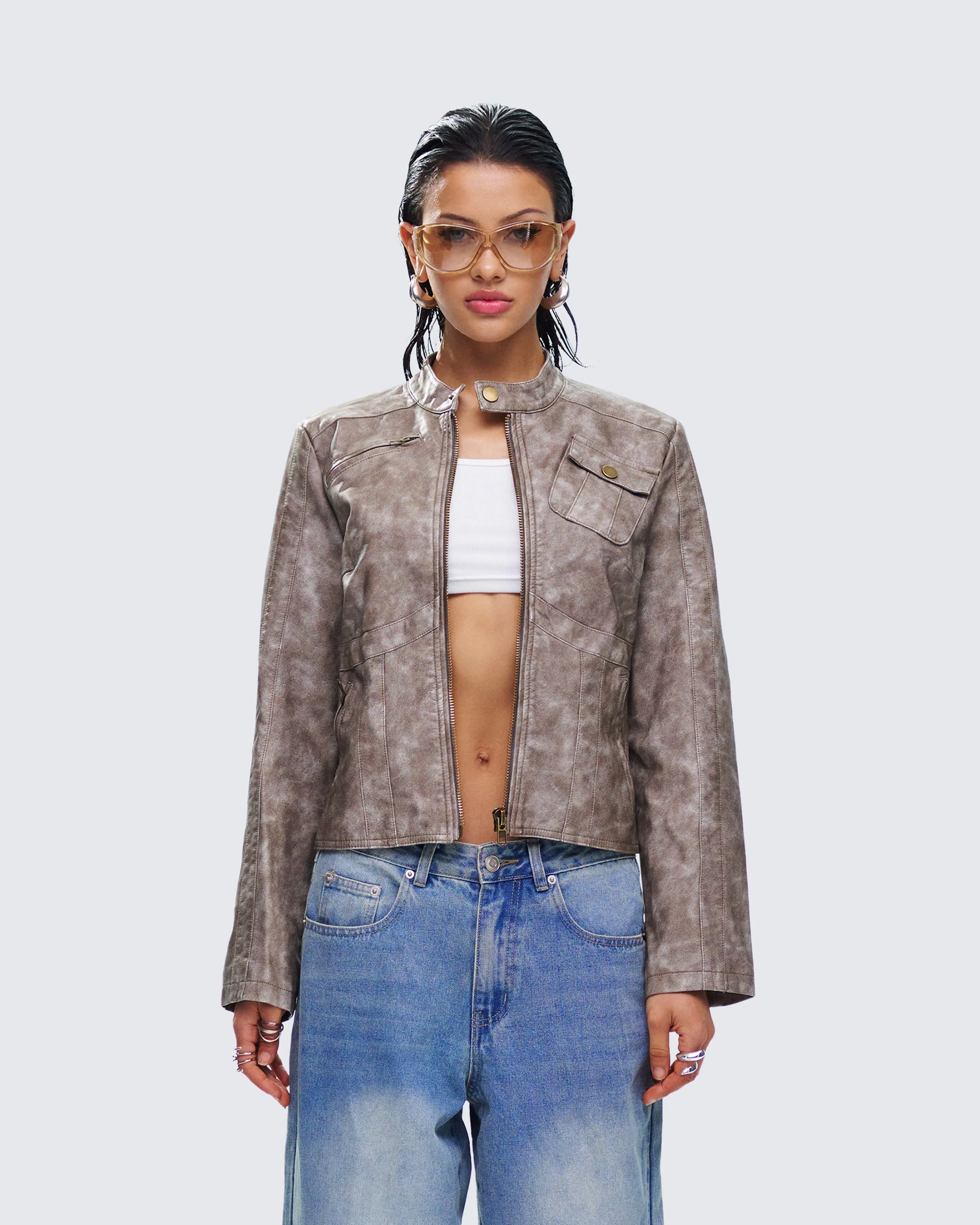 Nevelle Sage Wash Faux Leather Jacket sold by Finesse product image thumbnail 4
