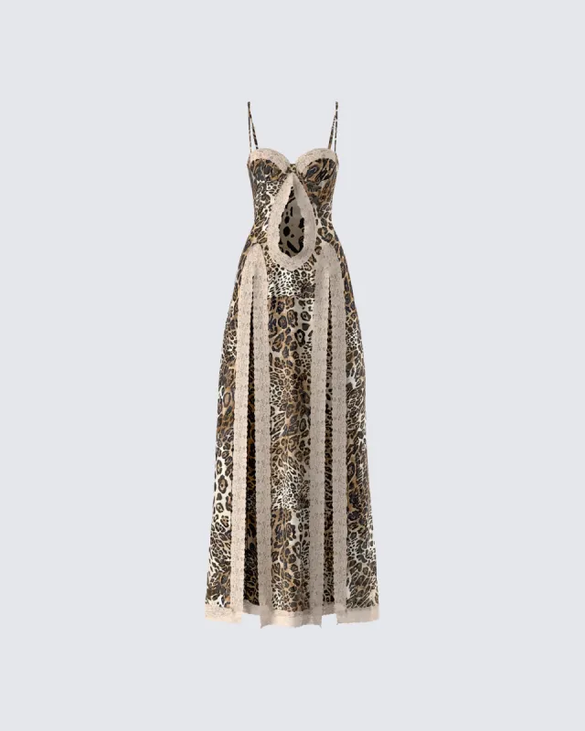 Royan Leopard Print Maxi Dress sold by Finesse