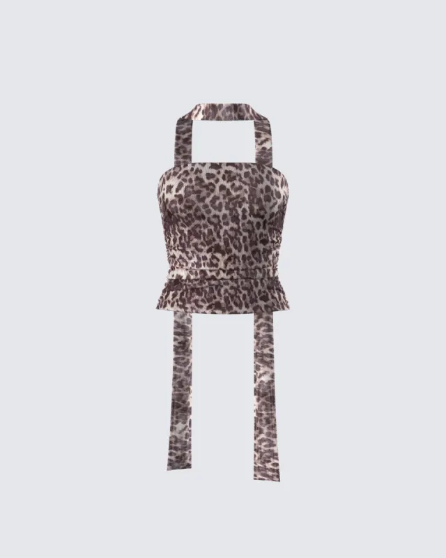 Maree Leopard Mesh Tube Top and Scarf sold by Finesse