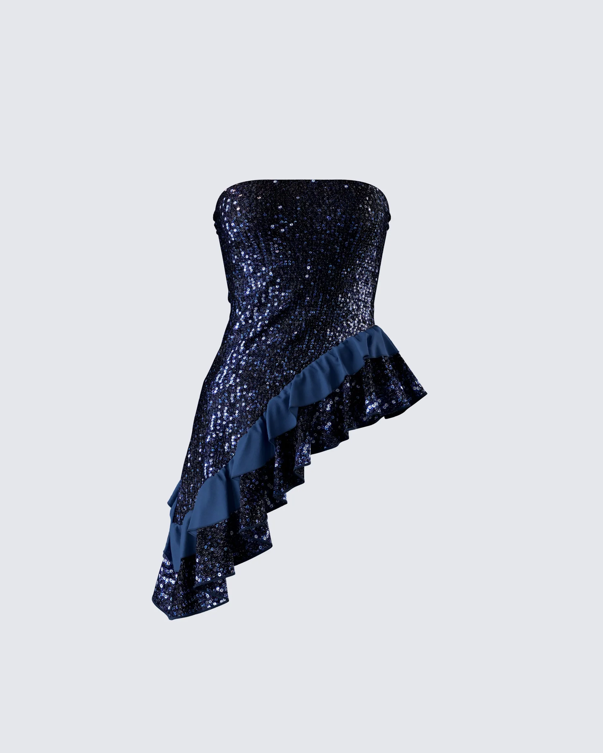Kienna Navy Sequin Asymmetrical Top sold by Finesse