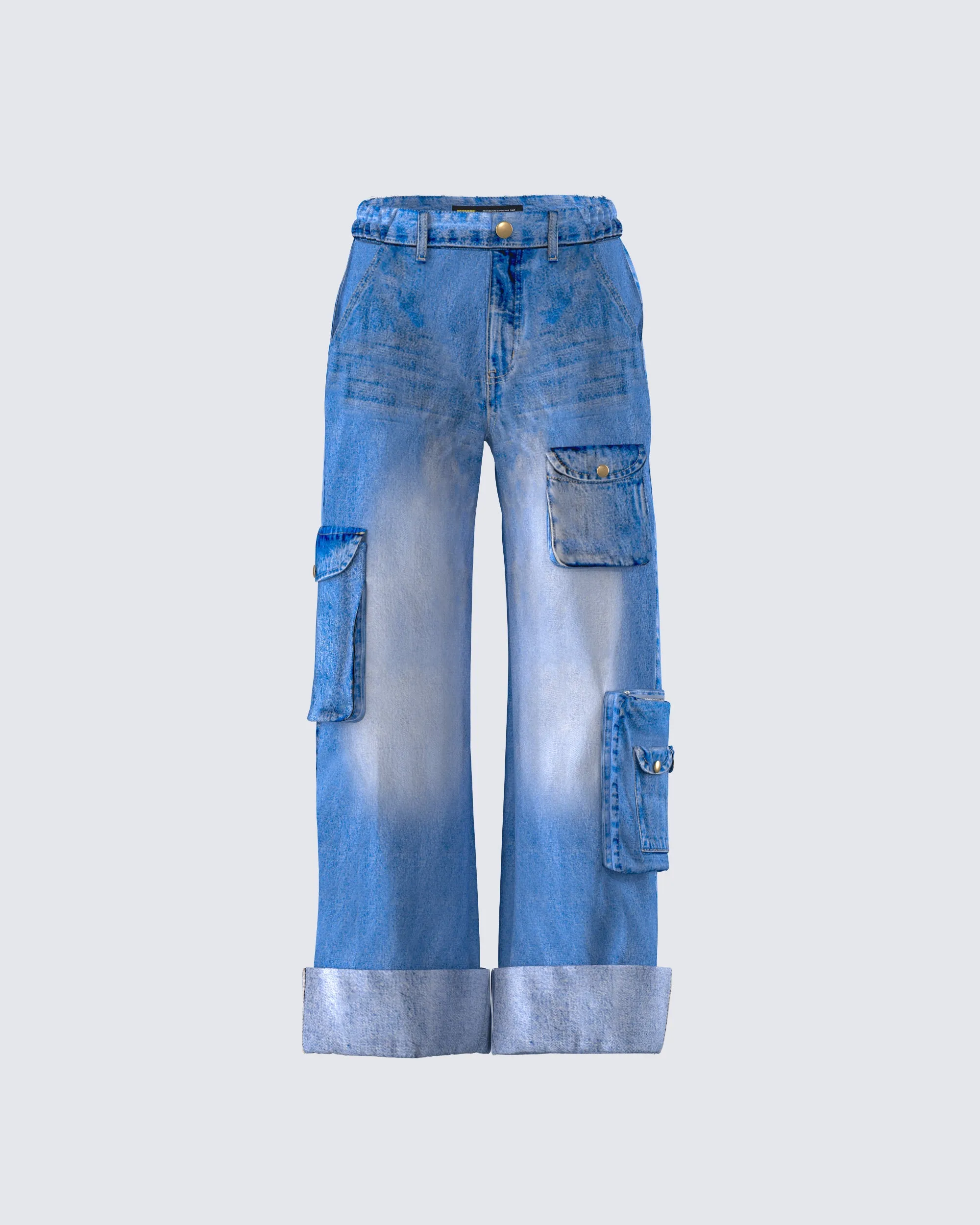 Karen Blue Denim Cargo Pant sold by Finesse