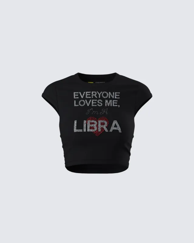 Kari Black Libra Graphic Top sold by Finesse