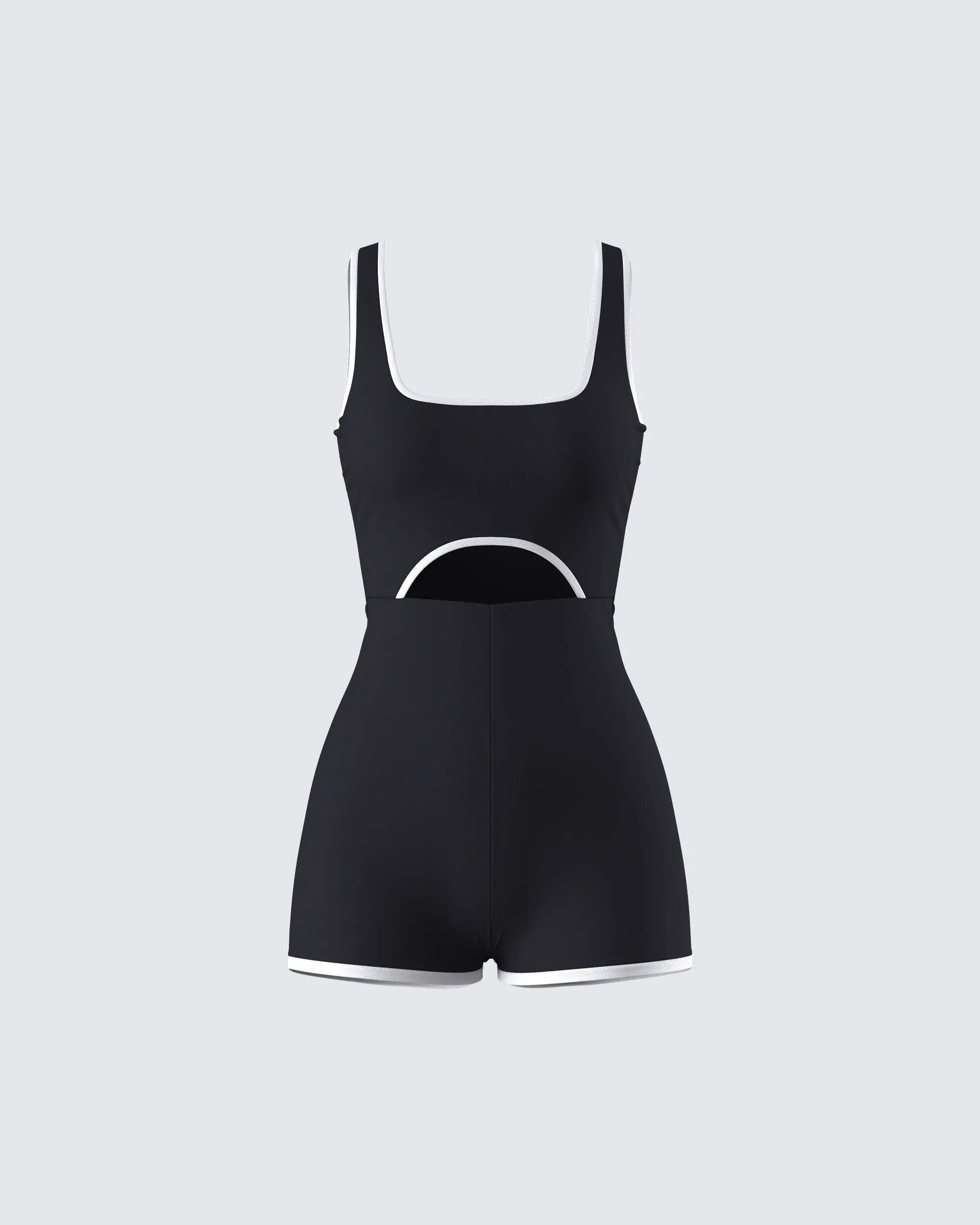 Kaede Black Contrast Binding Onesie sold by Finesse