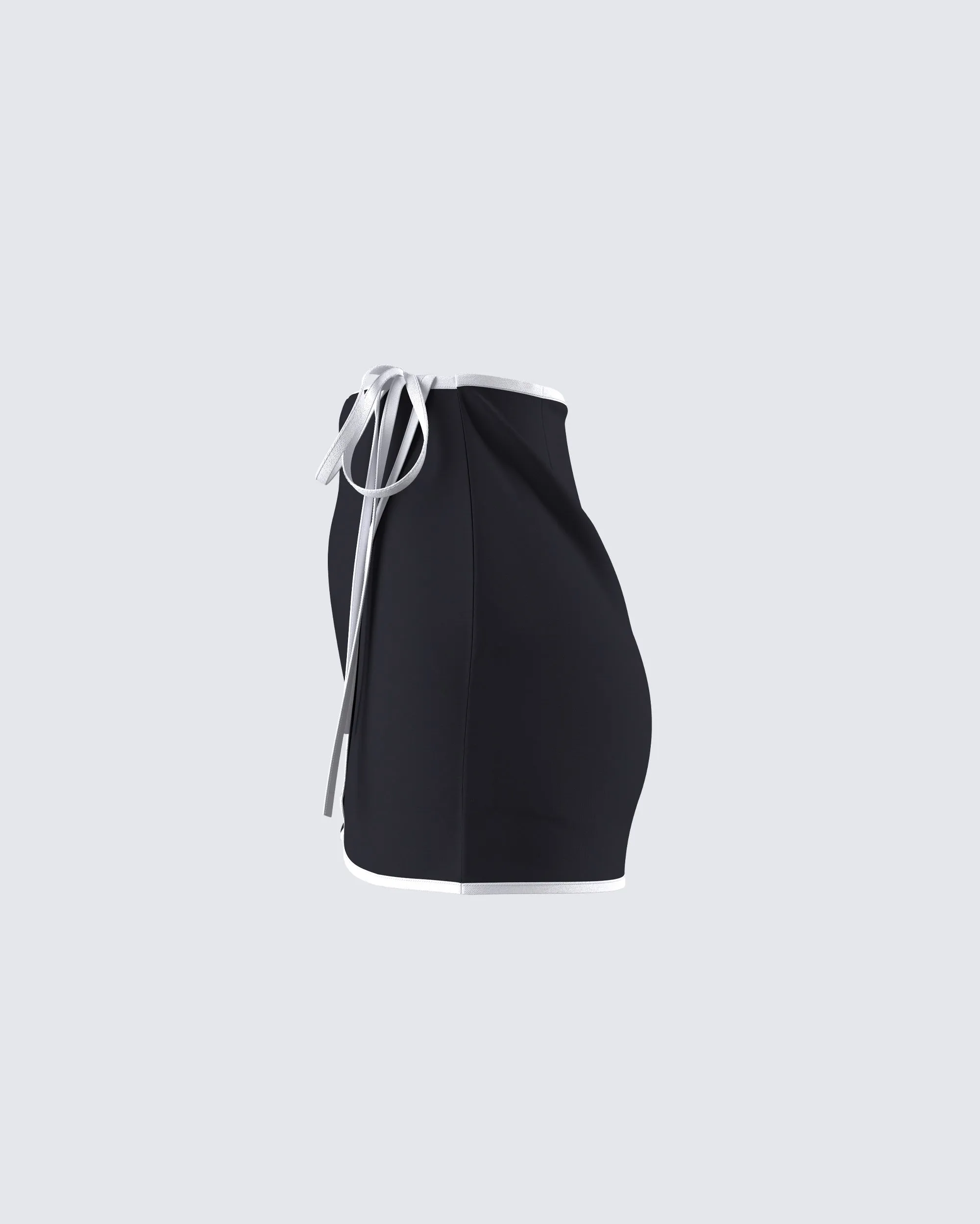 Kaede Black Contrast Binding Wrap Skirt sold by Finesse product image thumbnail 2