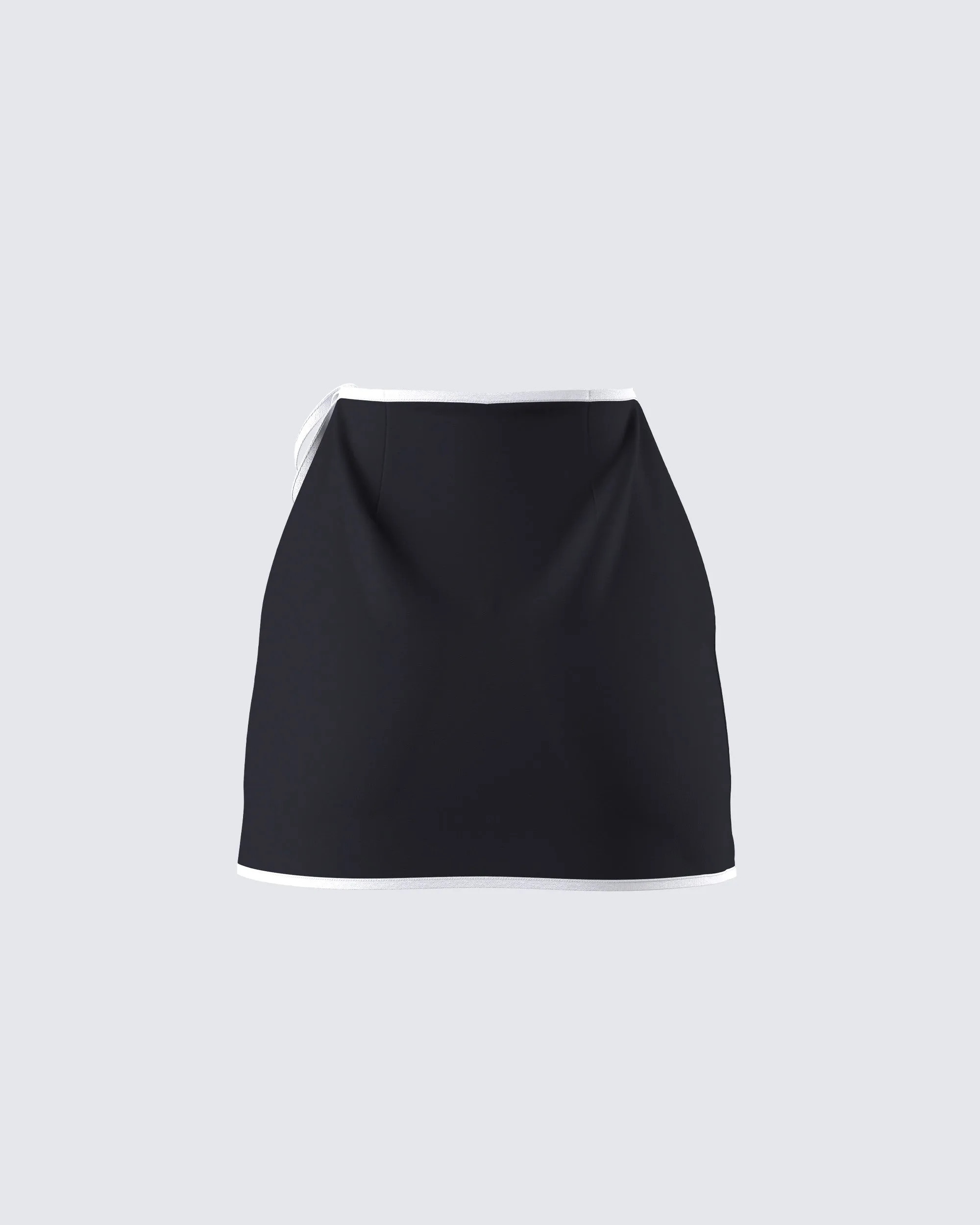 Kaede Black Contrast Binding Wrap Skirt sold by Finesse product image thumbnail 3
