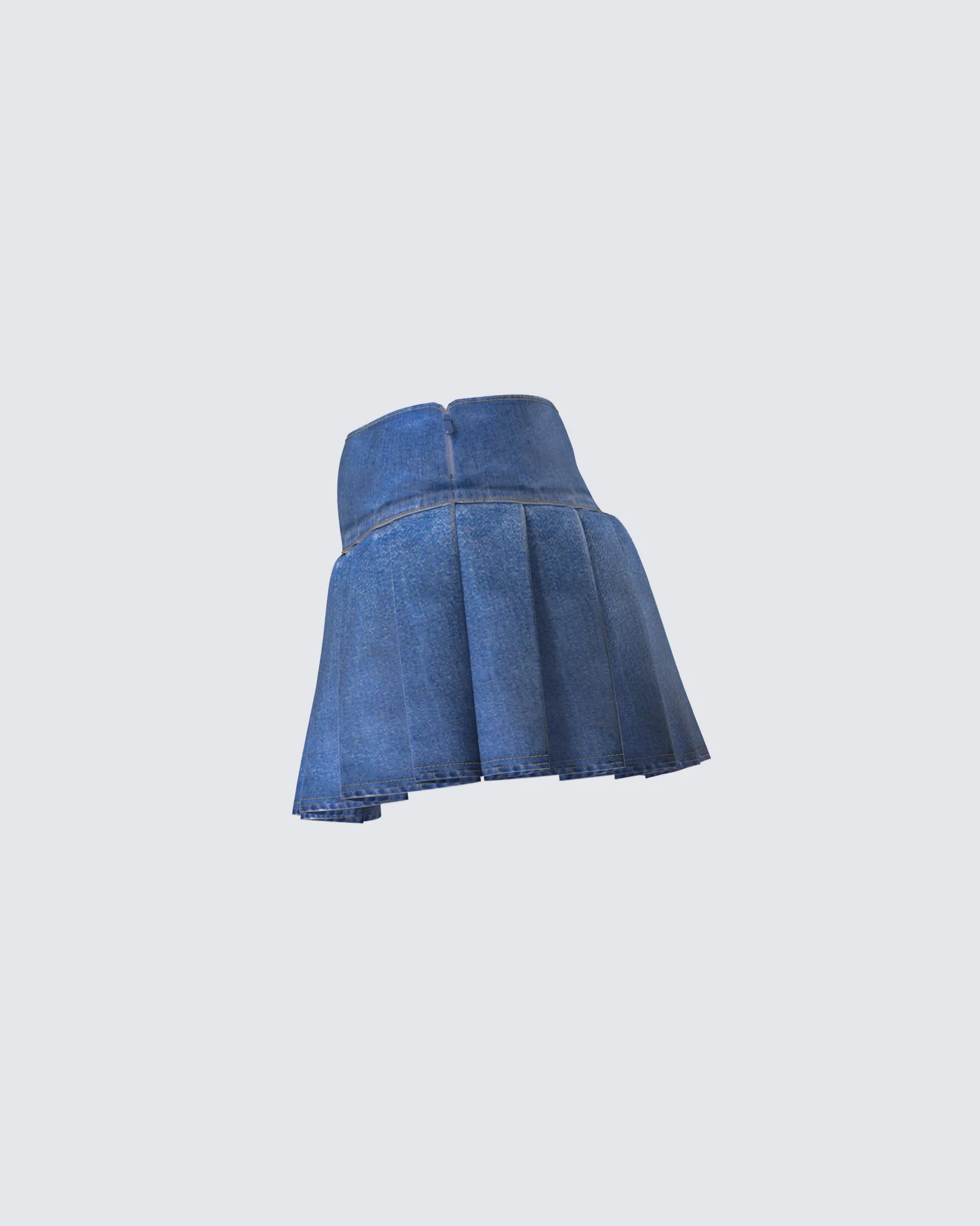 Alazne Blue Denim Pleated Micro Mini Skirt sold by Finesse product image thumbnail 2