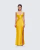 Zabel Orange Satin Maxi Dress sold by Finesse