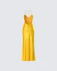 Zabel Orange Satin Maxi Dress sold by Finesse