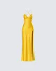 Zabel Orange Satin Maxi Dress sold by Finesse