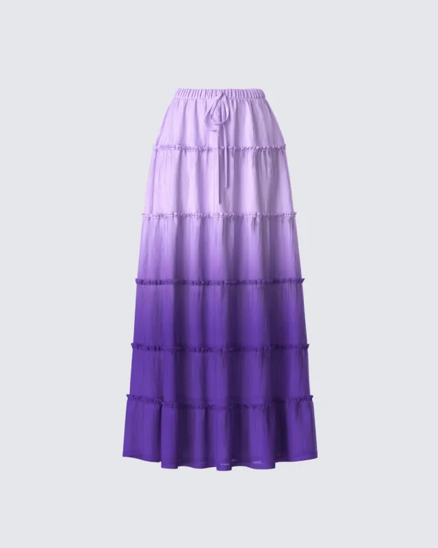 Zadie Purple Ombre Tiered Maxi Skirt sold by Finesse