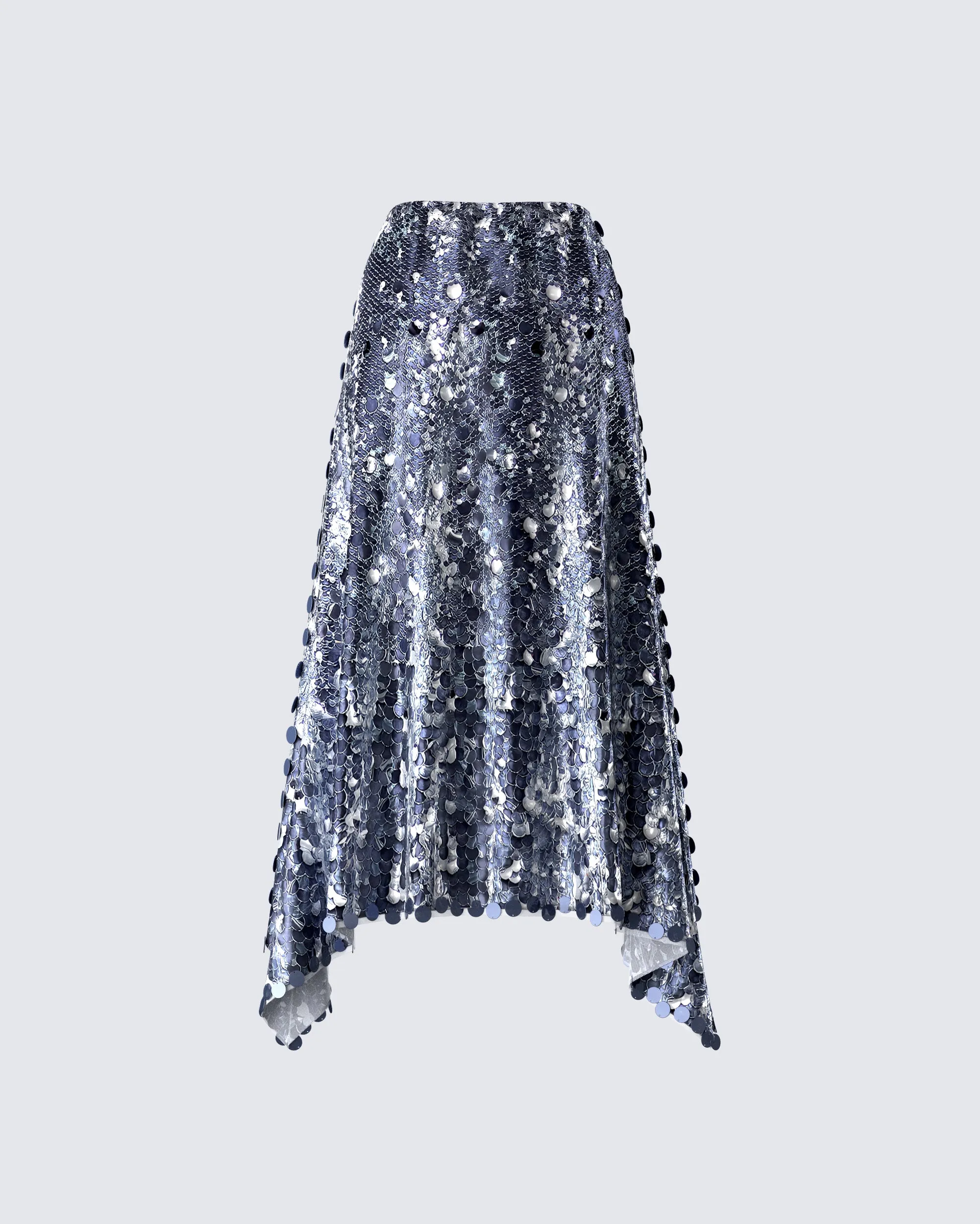 Wyn Metallic Silver Sequin Maxi Skirt sold by Finesse product image thumbnail 3