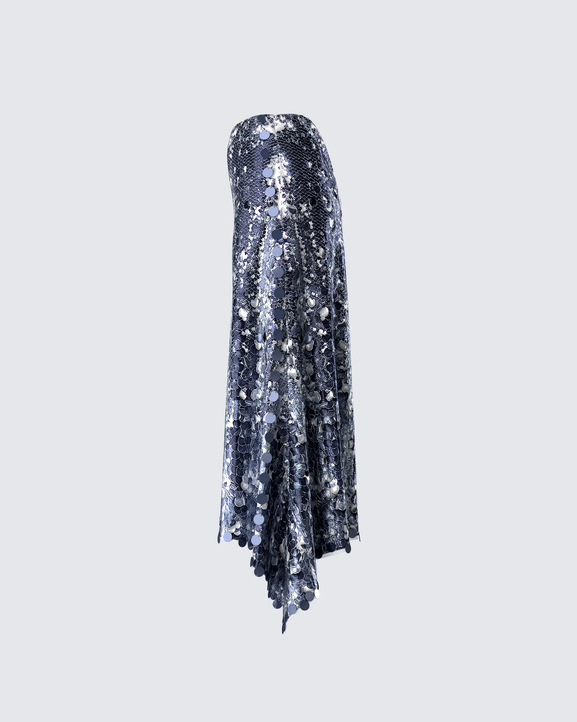 Wyn Metallic Silver Sequin Maxi Skirt sold by Finesse product image thumbnail 2