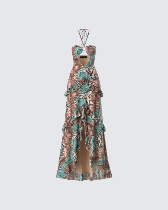 Saphira Animal Print Maxi Dress sold by Finesse