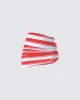 Risa Red Stripe Asymmetric Ruched Mini Skirt sold by Finesse
