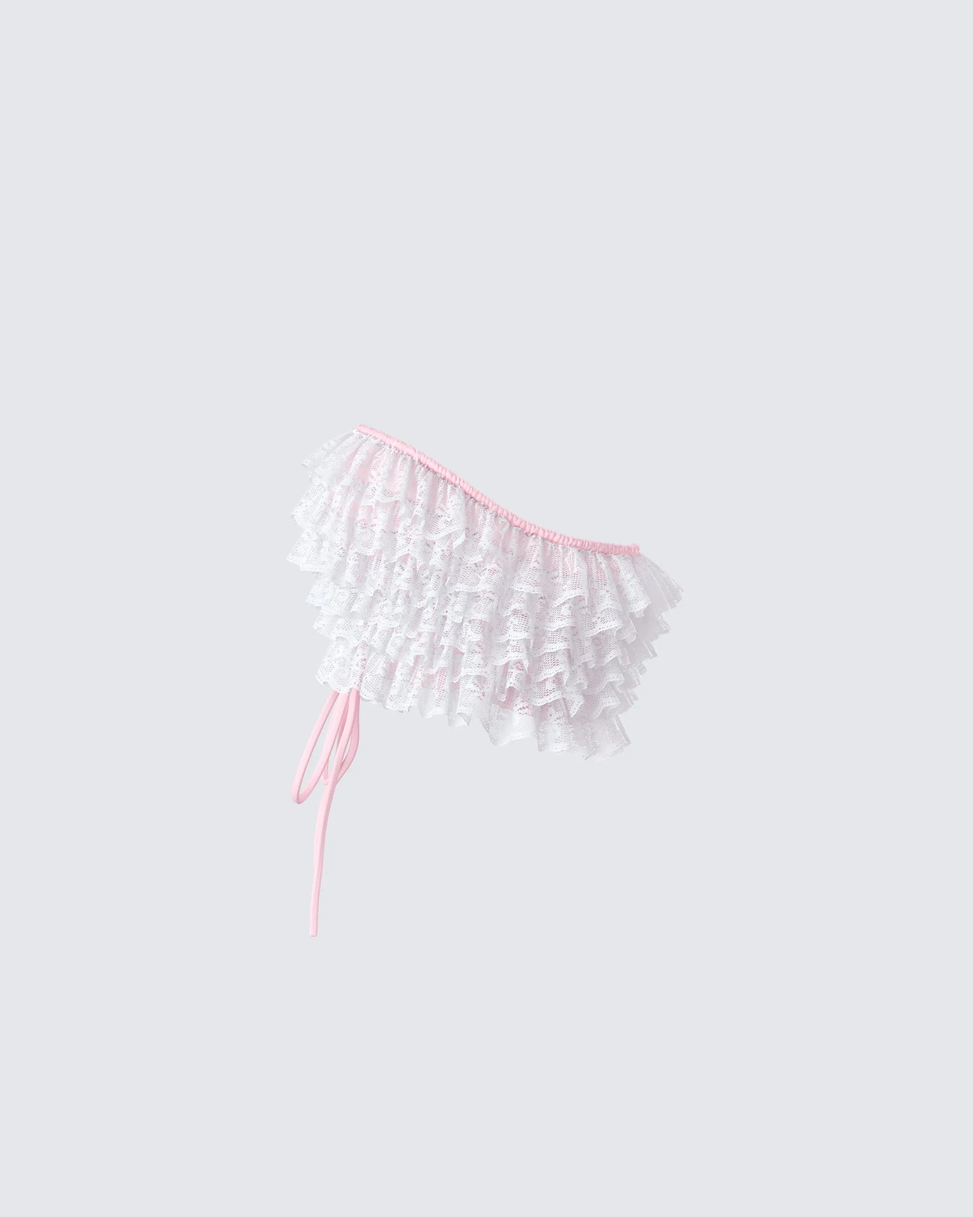 Hali Pink Lace Up Ruffle Strapless Crop Top sold by Finesse product image thumbnail 2
