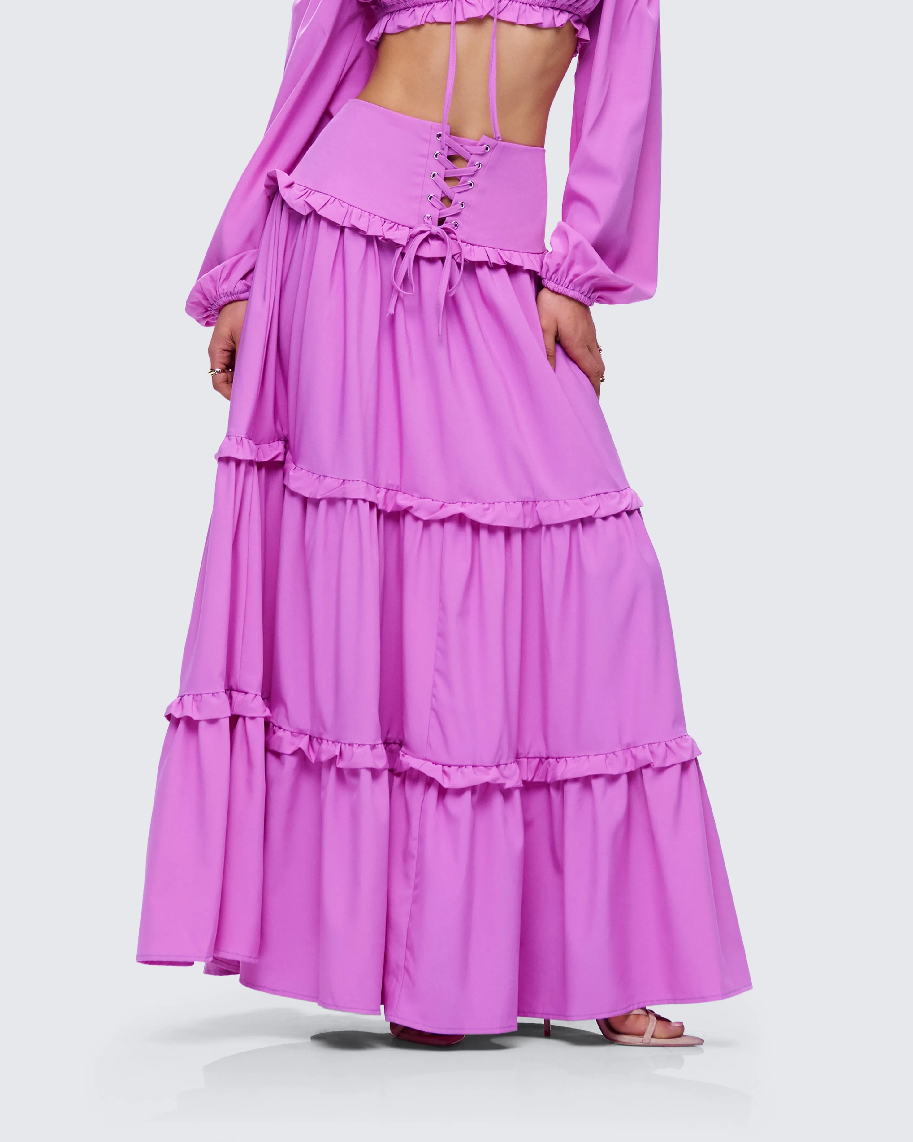 Fabiana Lilac Tiered Maxi Skirt sold by Finesse product image thumbnail 5