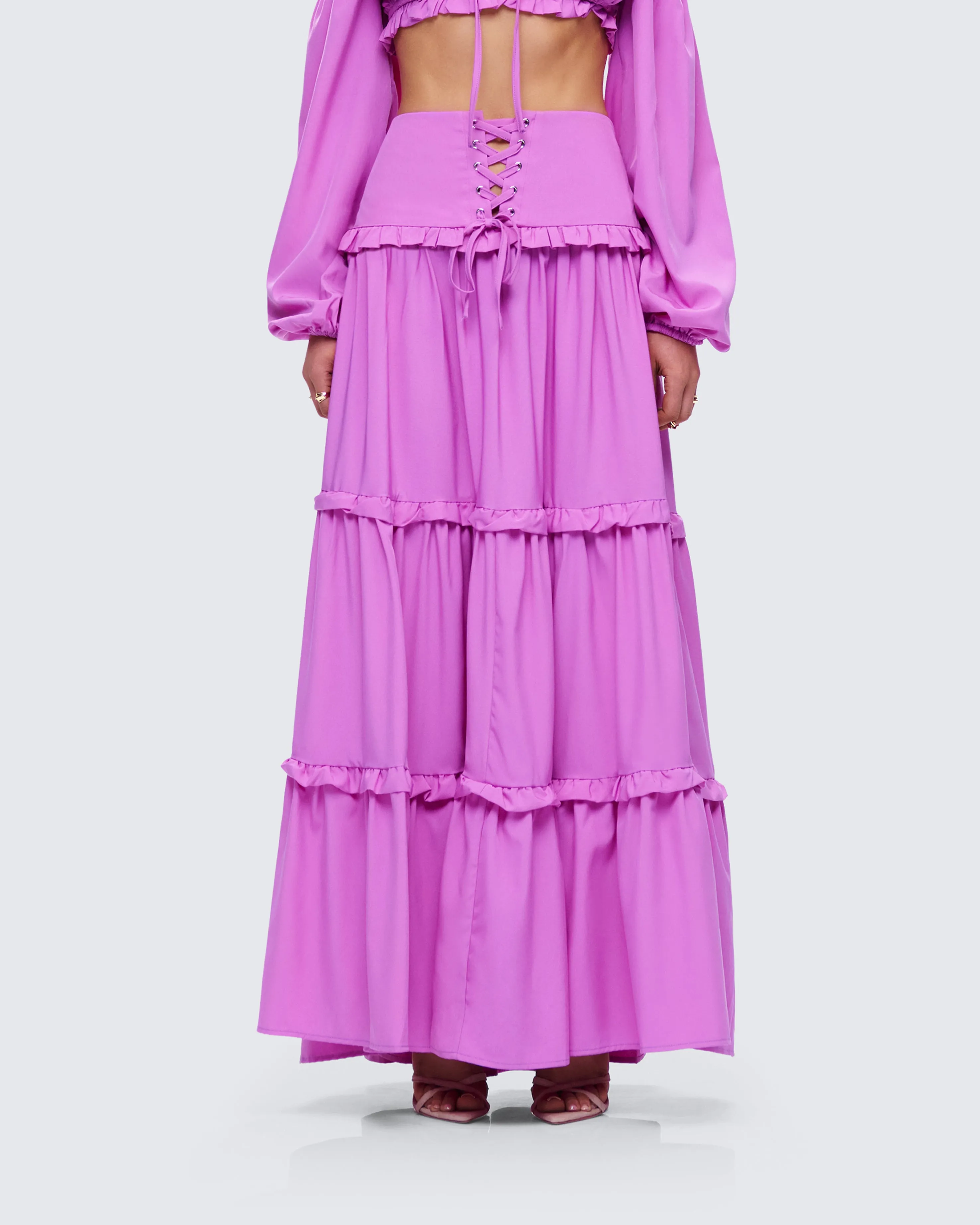 Fabiana Lilac Tiered Maxi Skirt sold by Finesse product image thumbnail 4