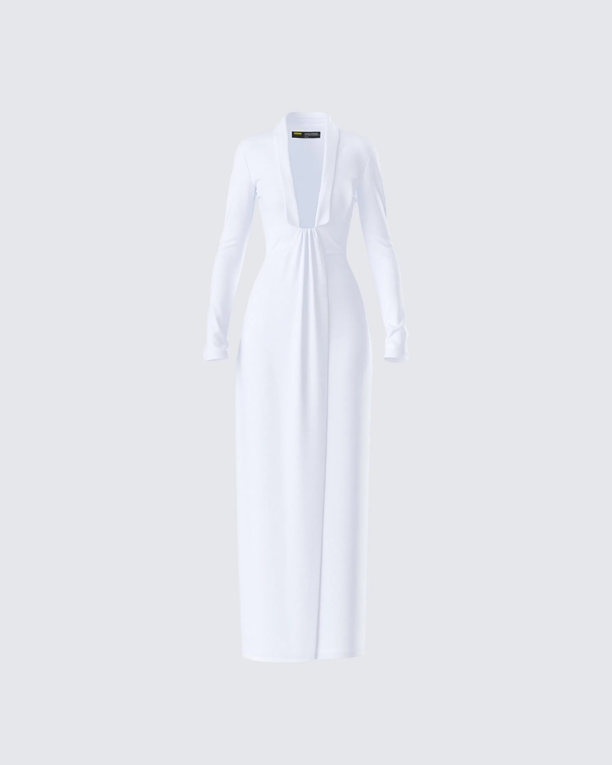 Zaida White Plunge Maxi Dress sold by Finesse