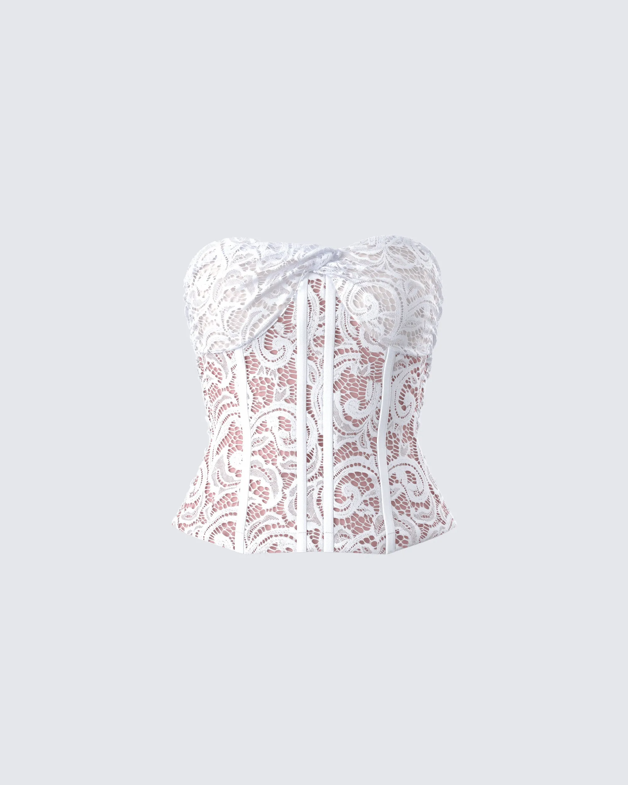 Zaya White Lace Corset Top sold by Finesse