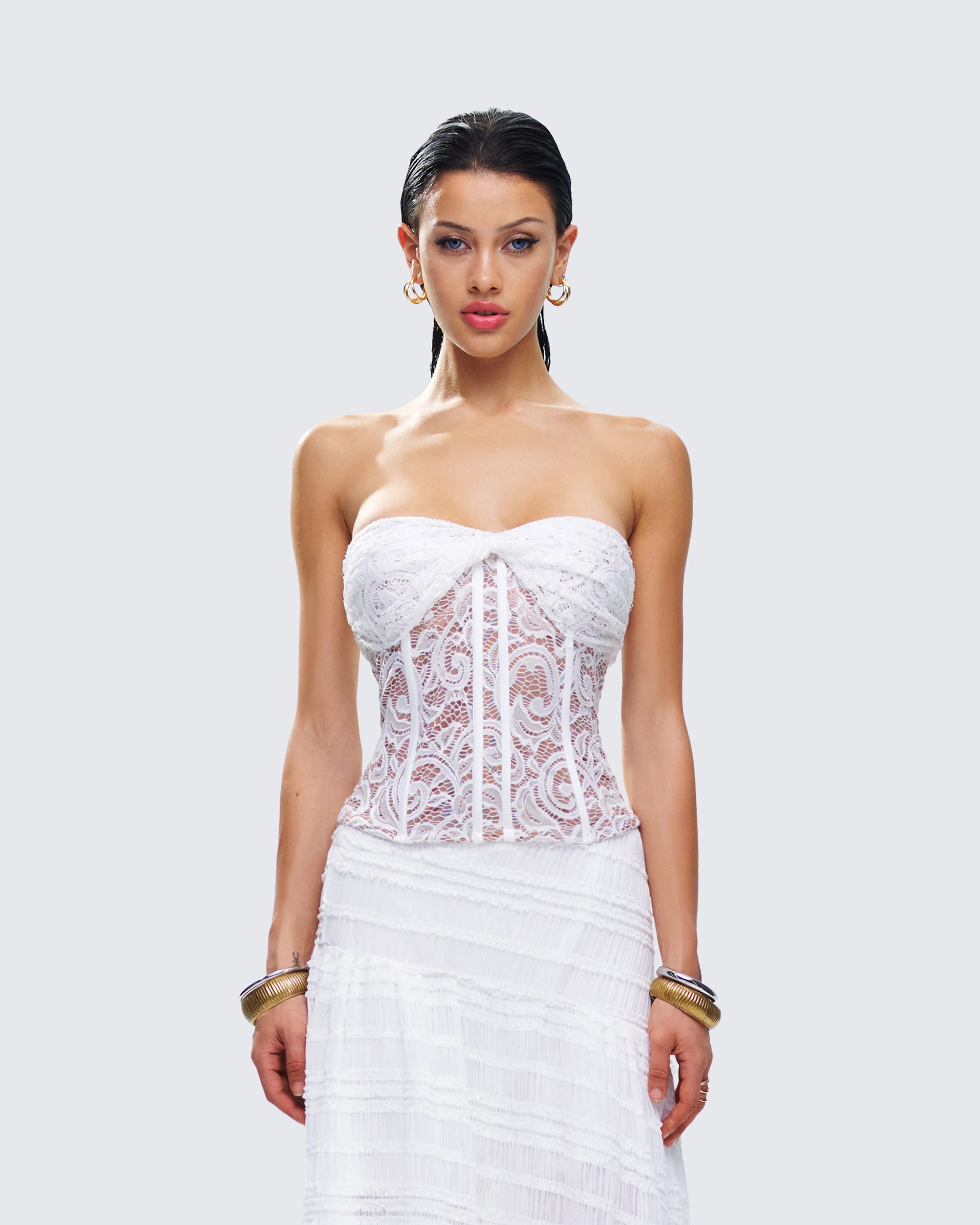 Zaya White Lace Corset Top sold by Finesse product image thumbnail 4