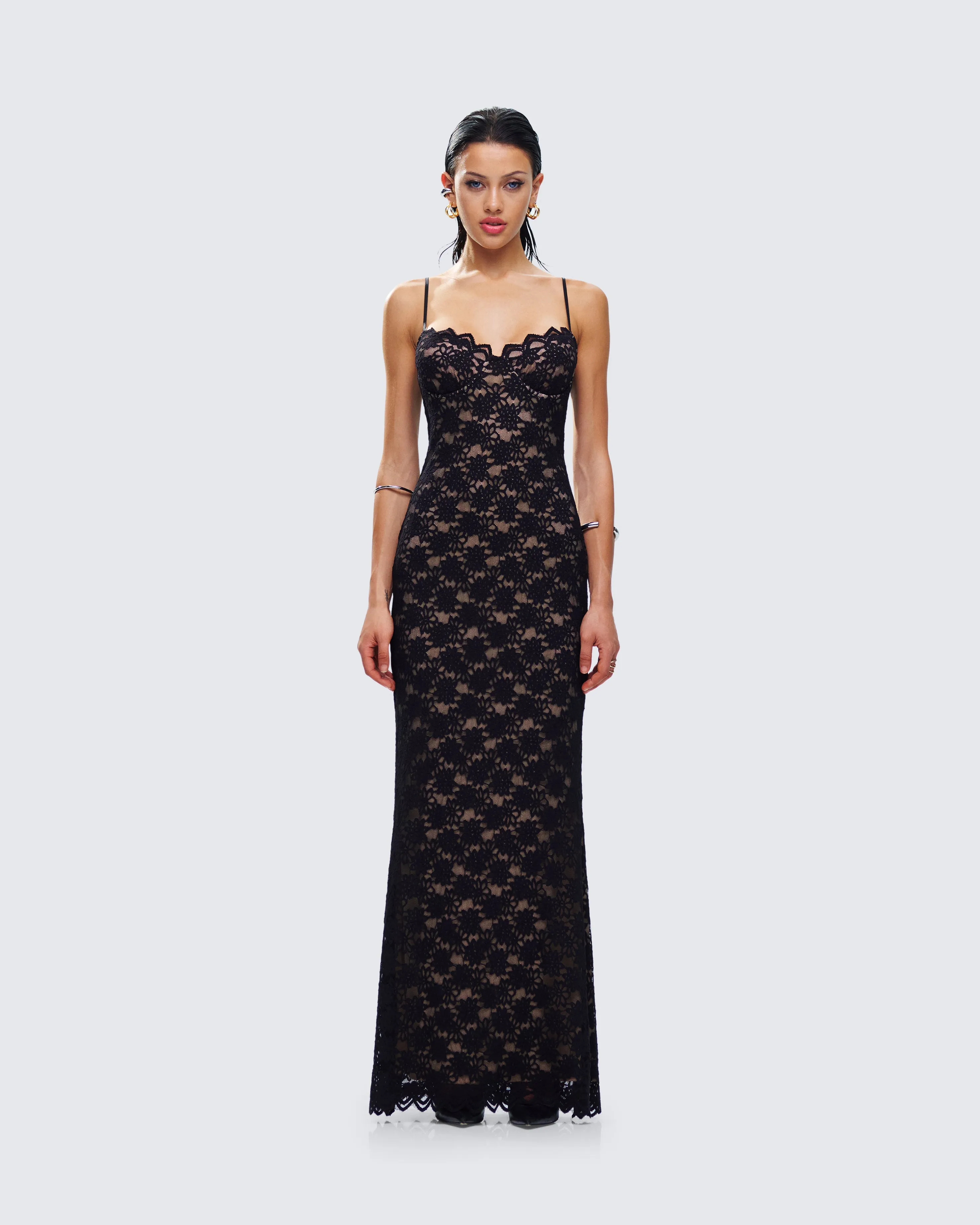 Nevaeh Black Lace Maxi Dress sold by Finesse product image thumbnail 4