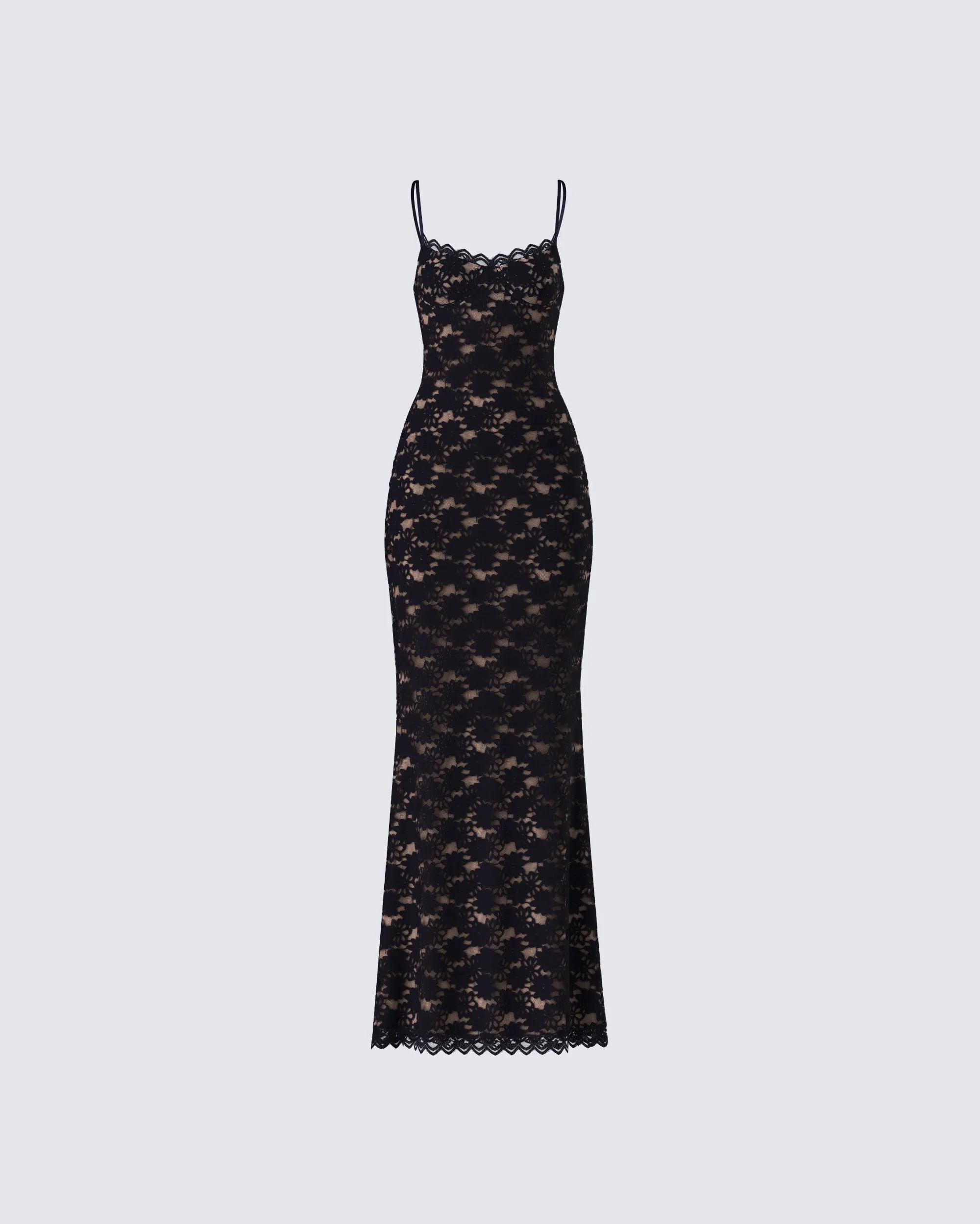 Nevaeh Black Lace Maxi Dress sold by Finesse