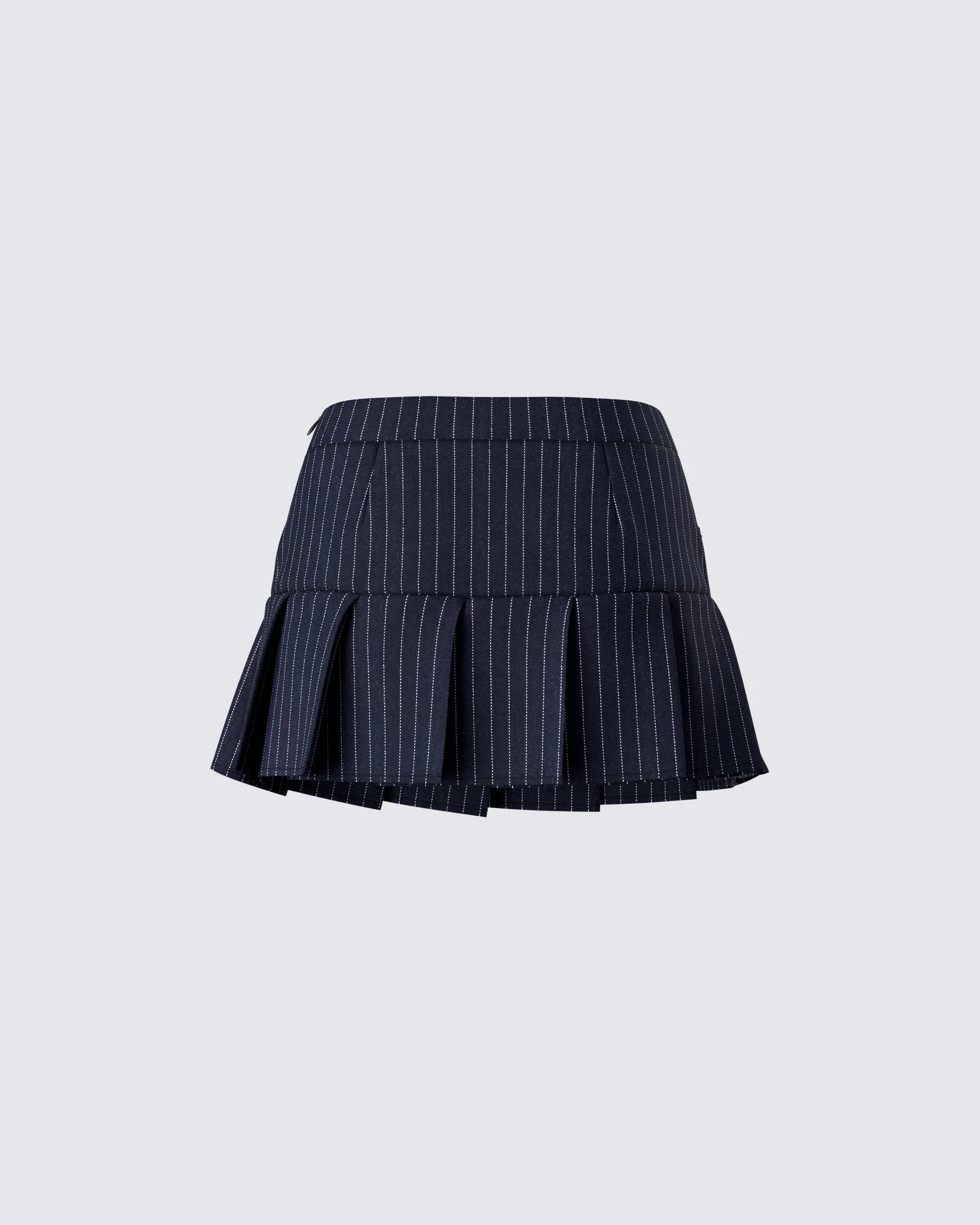 Minji Black Pinstripe Pleated Micro Mini Skirt sold by Finesse product image thumbnail 3