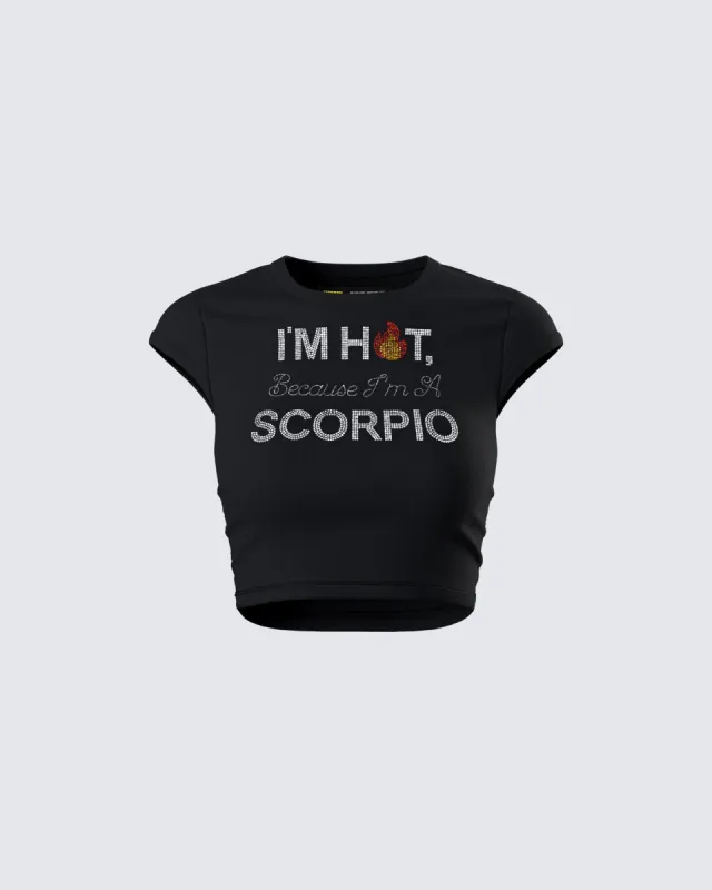 Haven Black Scorpio Graphic Top sold by Finesse