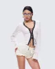 Daria Ivory Lace Up Blouse sold by Finesse