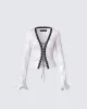 Daria Ivory Lace Up Blouse sold by Finesse