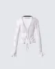 Daria Ivory Lace Up Blouse sold by Finesse