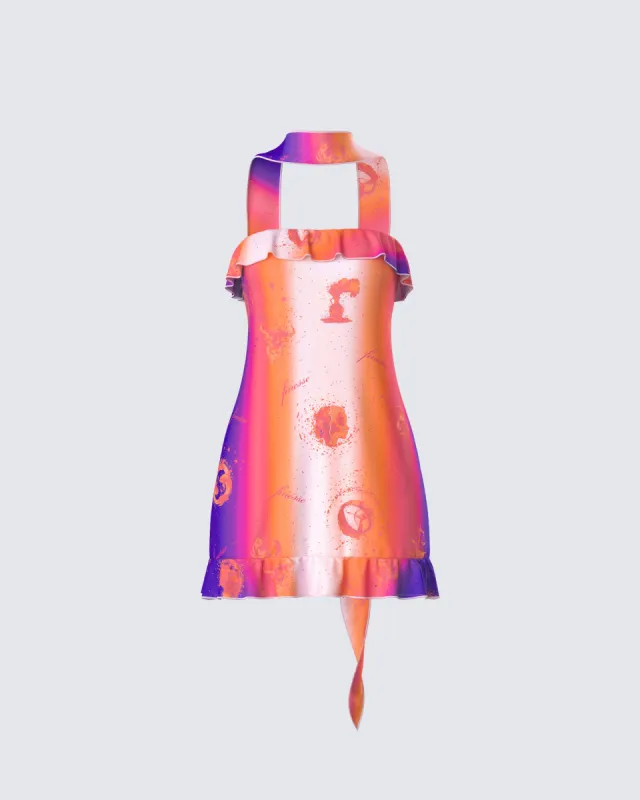 Ryann Multi Celestial Print Mini Dress sold by Finesse