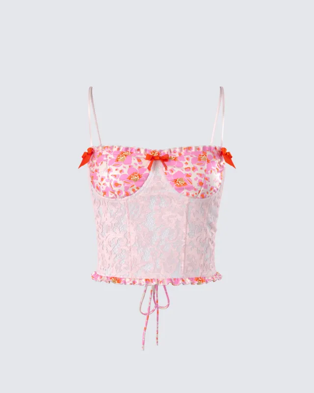 Ana Multi Floral Lace Bustier Top sold by Finesse