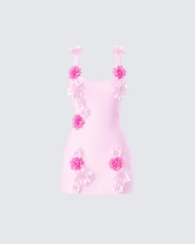 Aisling Pink Rosette Mini Dress sold by Finesse