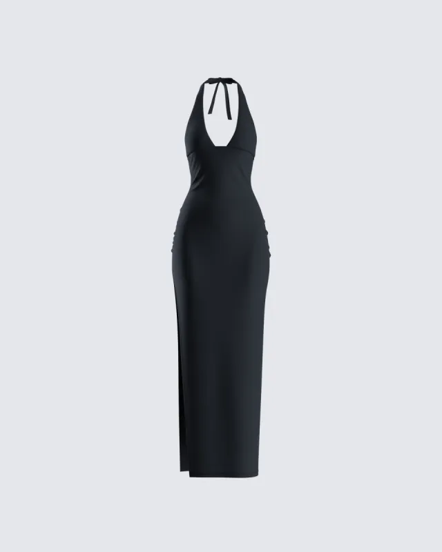 Kiari Black Halter Maxi Dress sold by Finesse