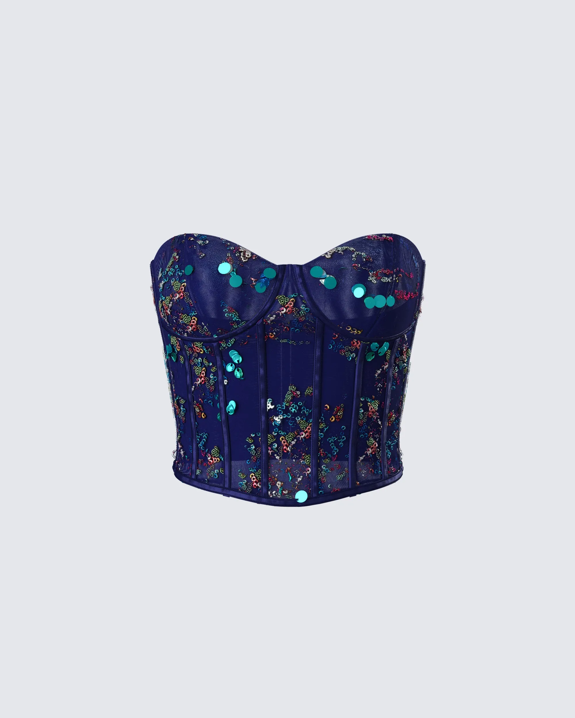 Jadira Blue Sequin Corset Top sold by Finesse