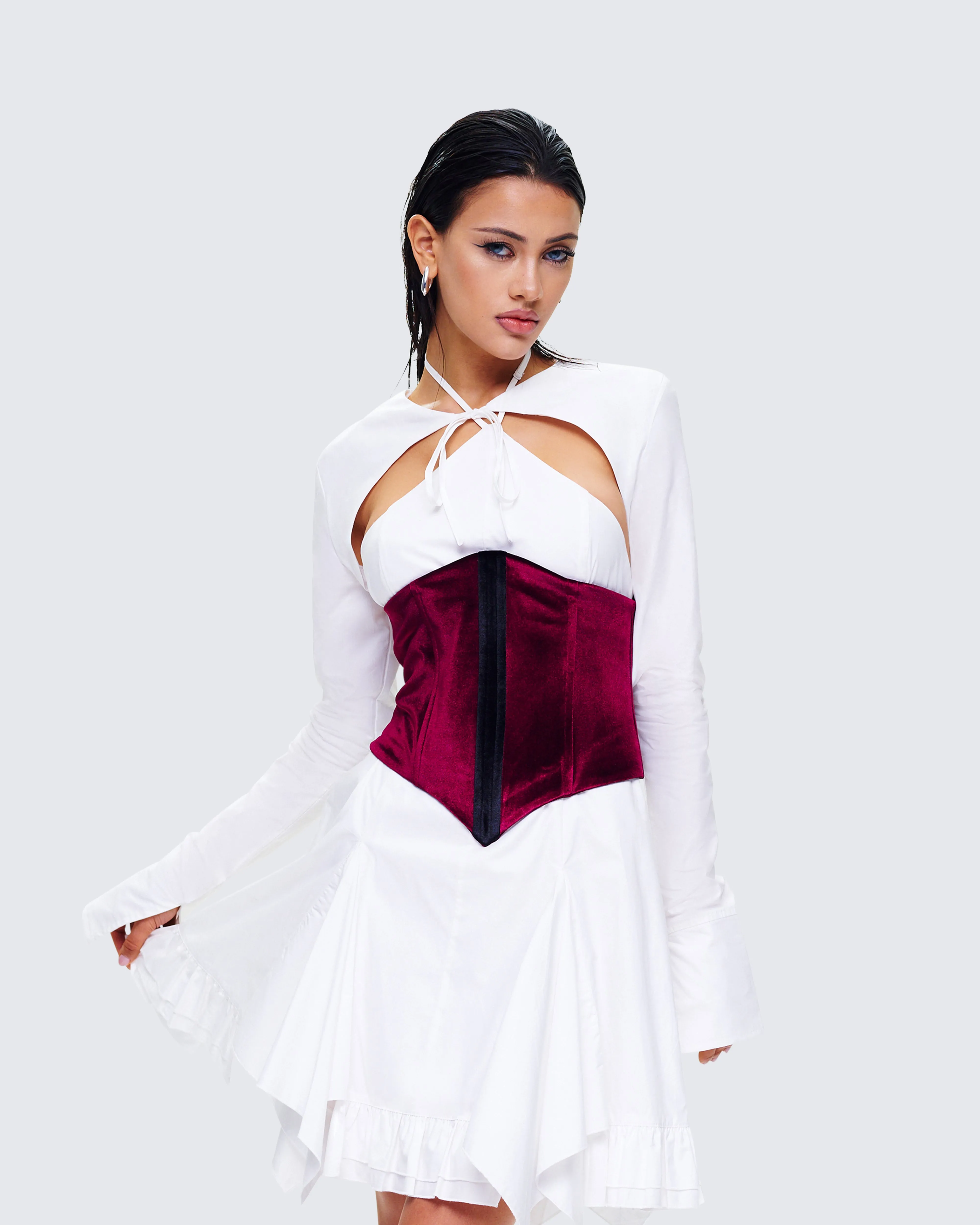 Moira Burgundy Velvet Corset Top sold by Finesse product image thumbnail 5