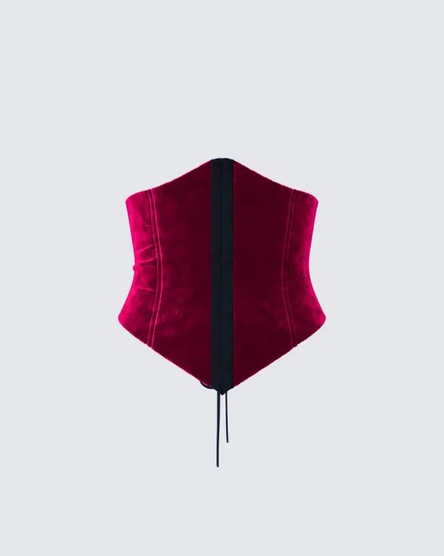 Moira Burgundy Velvet Corset Top sold by Finesse