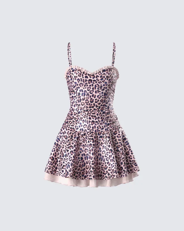 Maxima Brown Leopard Print Mini Dress sold by Finesse