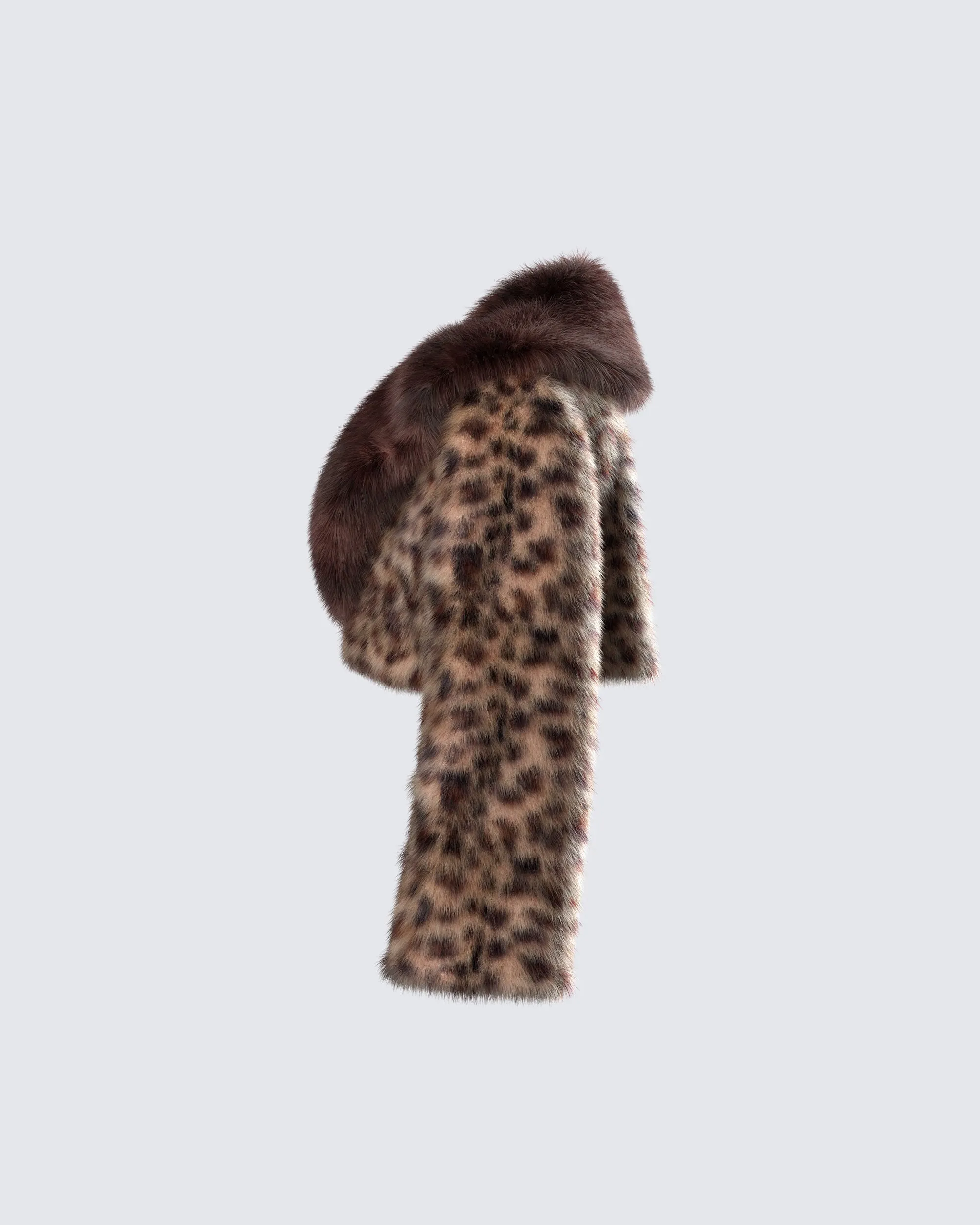 Kenza Brown Faux Leopard Fur Jacket sold by Finesse product image thumbnail 2