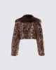 Kenza Brown Faux Leopard Fur Jacket sold by Finesse