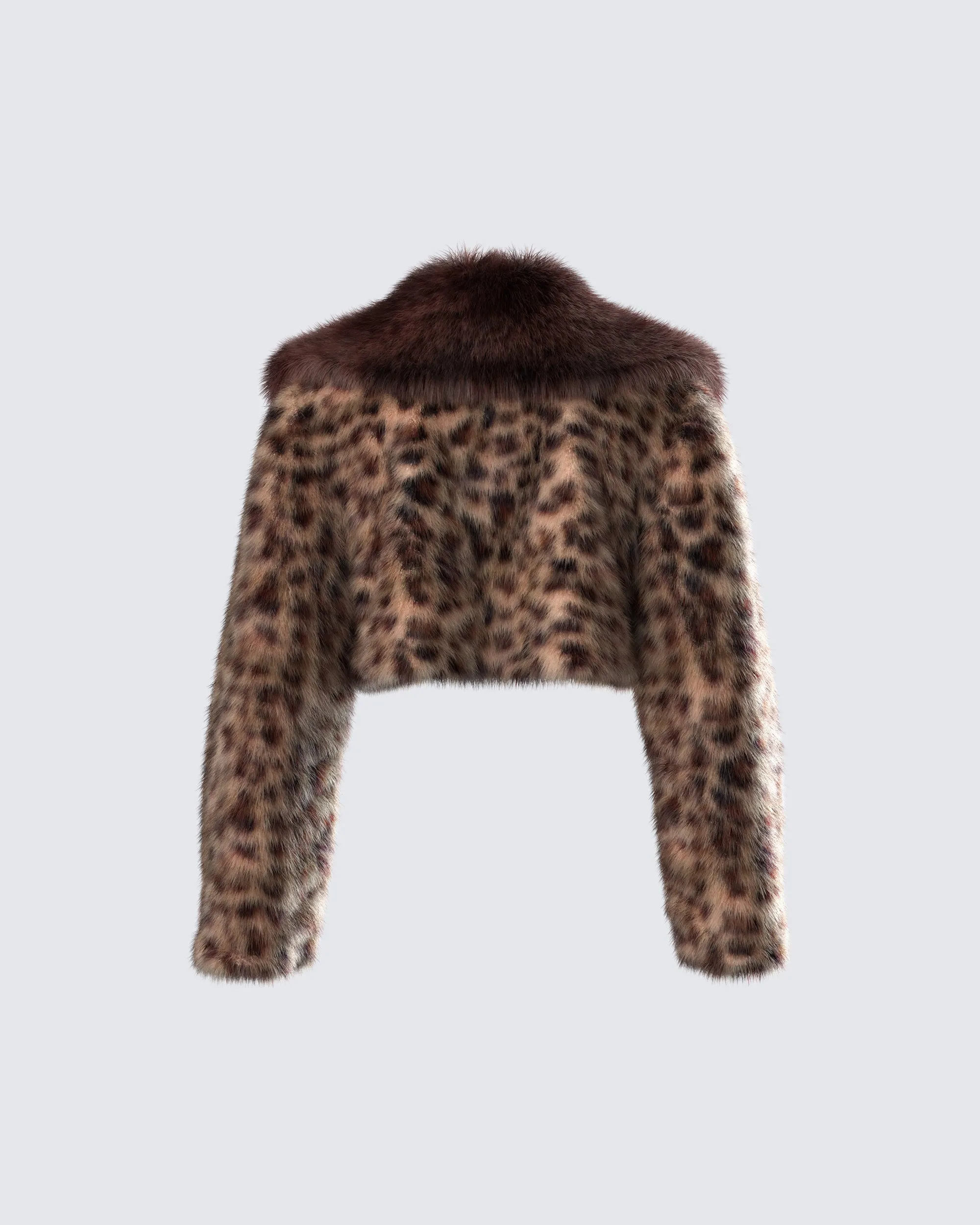Kenza Brown Faux Leopard Fur Jacket sold by Finesse product image thumbnail 3